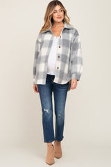 Grey Plaid Maternity Jacket