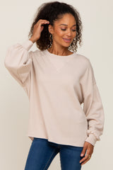 Beige Long Sleeve Brush Knit Top