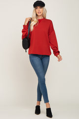 Rust Long Sleeve Brush Knit Top