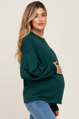 Forest Green Long Sleeve Brush Knit Maternity Top