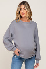 Grey Long Sleeve Brush Knit Maternity Top