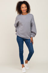 Grey Long Sleeve Brush Knit Top