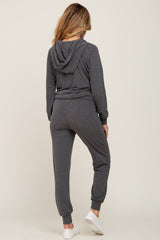 Charcoal Hoodie and Jogger Maternity Set