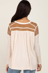 Ivory Soft Knit Contrast Henley Maternity Top