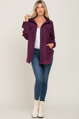 Plum Fleece Lightweight Coat