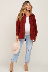 Rust Fleece Lightweight Maternity Coat