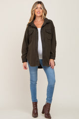 Olive Fleece Lightweight Maternity Coat