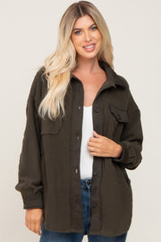 Olive Fleece Lightweight Coat