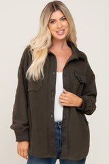 Olive Fleece Lightweight Maternity Coat