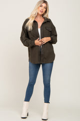 Olive Fleece Lightweight Coat