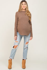 Light Blue Distressed Cuffed Maternity Jeans