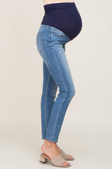 Blue Slightly Distressed Maternity Skinny Jeans