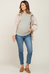 Blue Raw Hem Straight Leg Maternity Jeans