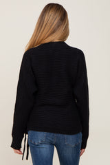 Black Rib Knit Wrap Maternity Sweater