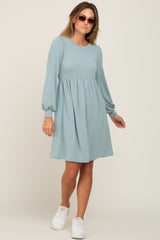 Sage Terry Knit Long Sleeve Dress