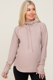 Lavender Hooded Long Sleeve Maternity Active Top