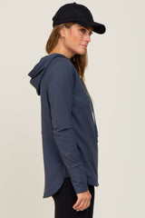 Navy Hooded Long Sleeve Active Top