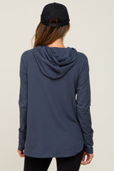 Navy Hooded Long Sleeve Active Top