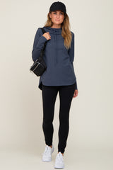 Navy Hooded Long Sleeve Active Top