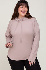 Lavender Hooded Long Sleeve Plus Maternity Active Top