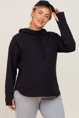 Black Hooded Long Sleeve Plus Maternity Active Top