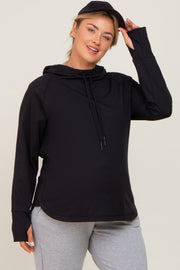 Black Hooded Long Sleeve Plus Maternity Active Top