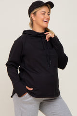 Black Hooded Long Sleeve Plus Maternity Active Top