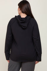 Black Hooded Long Sleeve Plus Active Top