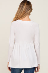 Cream Brushed Knit Long Sleeve Peplum Maternity Top