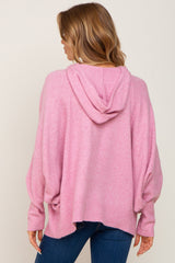 Pink Soft Knit Drawstring Hoodie