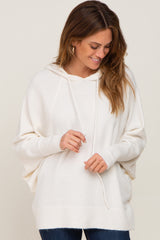 Ivory Soft Knit Drawstring Hoodie