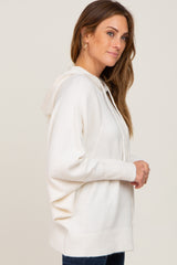 Ivory Soft Knit Drawstring Hoodie