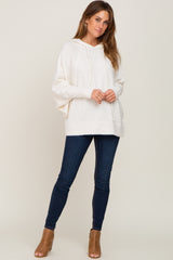 Ivory Soft Knit Drawstring Hoodie