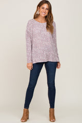 Mauve Floral Side Slit Long Sleeve Top