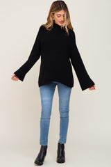 Black Rib Knit Mock Neck Maternity Sweater