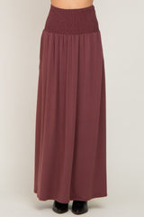 Burgundy Smocked High Waisted Maxi Skirt