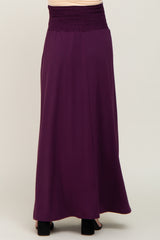 Plum Smocked High Waisted Maternity Maxi Skirt