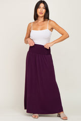 Plum Smocked High Waisted Maternity Maxi Skirt