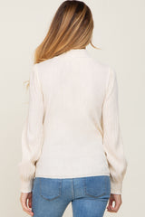 Ivory Velvet Pleated Mock Neck Maternity Blouse