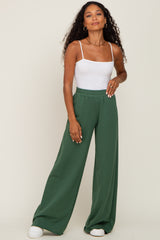 Forest Green Wide Leg Fray Hem Sweatpants