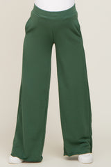 Forest Green Wide Leg Fray Hem Maternity Sweatpants