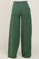 Forest Green Wide Leg Fray Hem Maternity Sweatpants