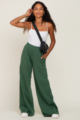 Forest Green Wide Leg Fray Hem Maternity Sweatpants