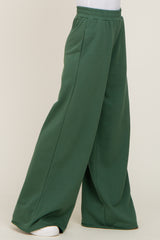 Forest Green Wide Leg Fray Hem Sweatpants