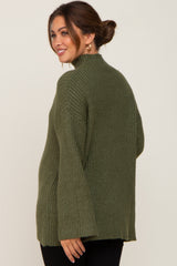 Olive Rib Knit Mock Neck Maternity Sweater