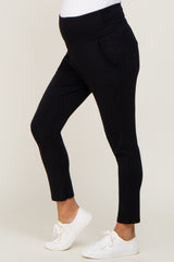 Black High Waisted Knit Maternity Pants