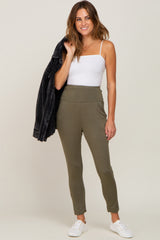 Olive High Waisted Knit Maternity Pants