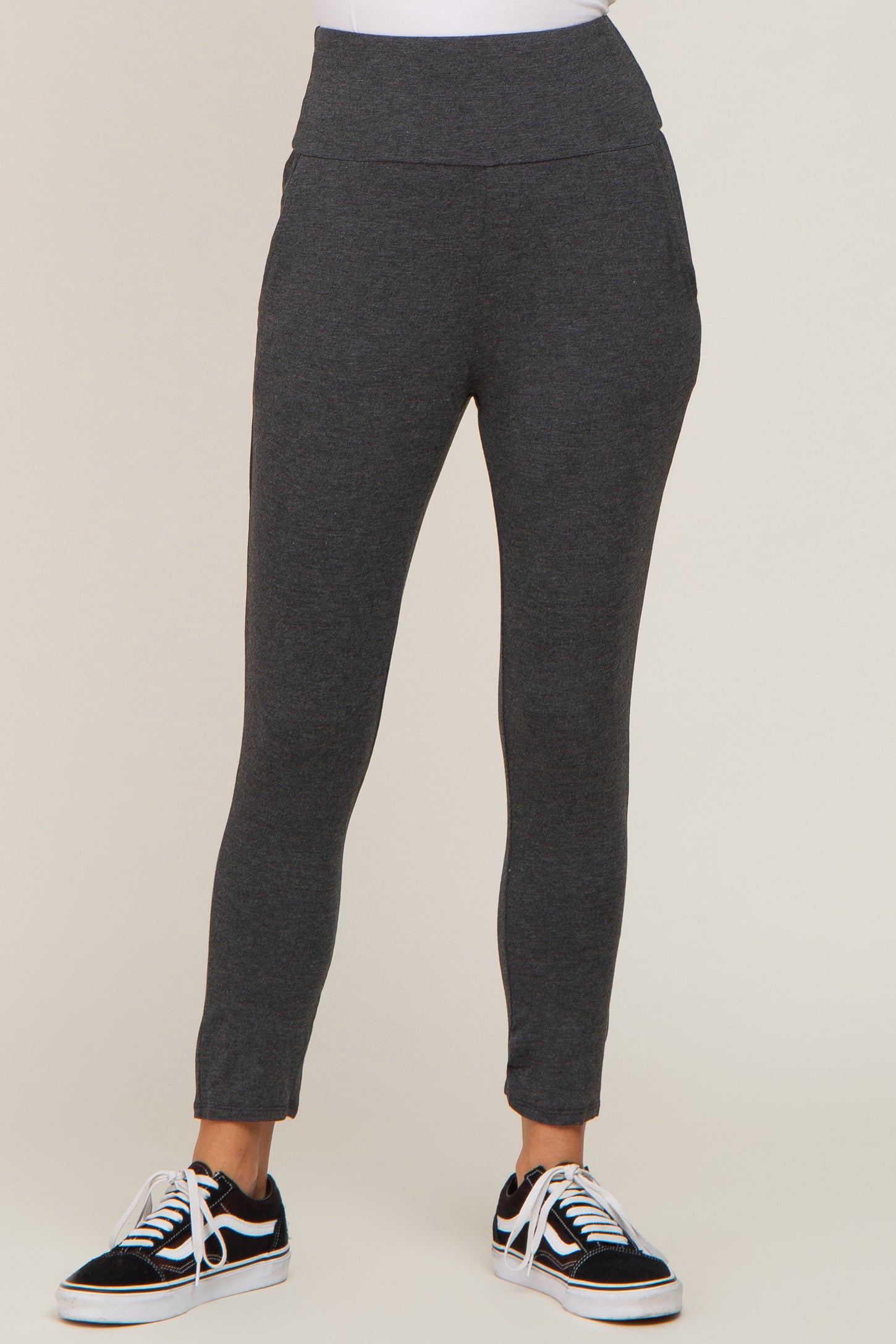 Charcoal High Waisted Knit Pants PinkBlush