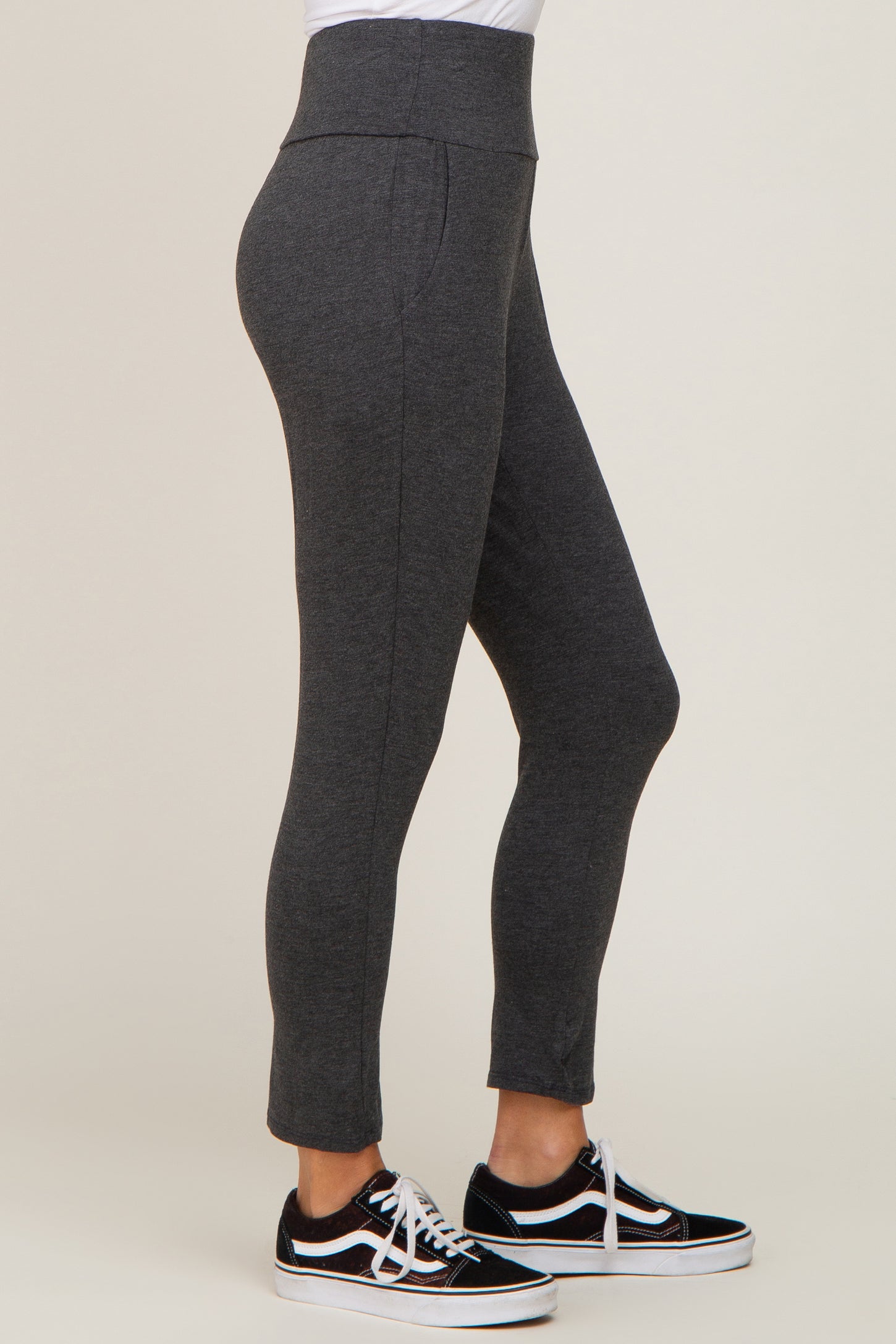 Charcoal High Waisted Knit Pants PinkBlush