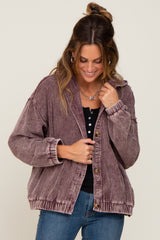 Plum Corduroy Maternity Hooded Jacket